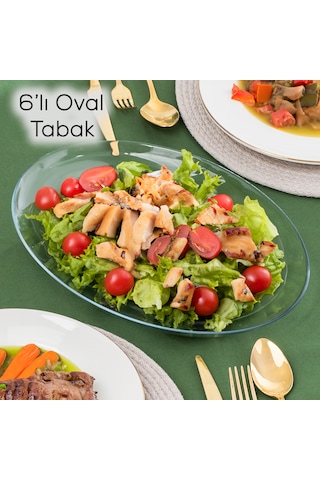 Paşabahçe 10336 6 Lı Oval Servis Sunum Tabak Seti 25x33 Cm