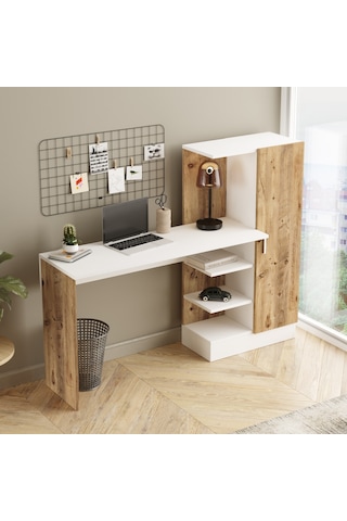 Robinhome Robin Home Arthur Kitaplıklı Çalışma Masası Çam Beyaz (520440006) Beyaz