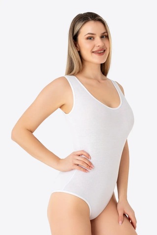 Astrid T Premium Kalın Askılı Günlük Giysi Temel Giyim Çıtçıtlı Atlet / Body 2'li beyaz