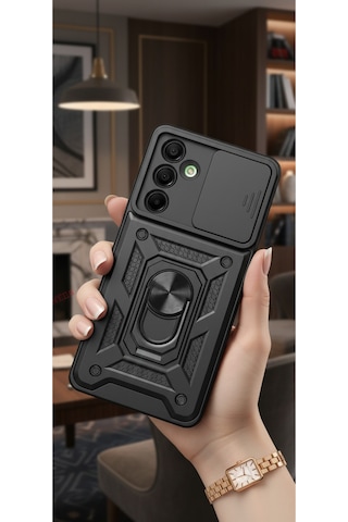 Samsung Galaxy A16 Kılıf Magnetik Standlı Sürgülü Kamera Korumalı Tpu Tank Kapak