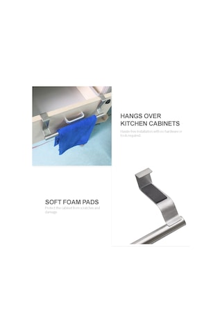 Lemestar Stainless Steel Duvar Kurulu Tek Çubuklu Havlu Rakusu, 23.5cm Uzunluk, Klasik Gümüş, 4.5kg Yük Taşıma Kapasitesi, Mutfak/banyo Kullanıma Uygun, Eva Paspaslı Sabit Montaj Gümüş