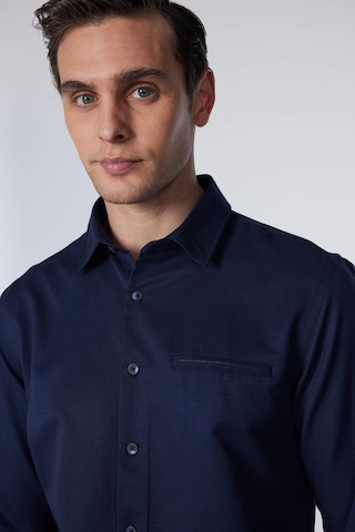 Tudors Slim Fit Uzun Kollu Dar Kesim Fleto Tek Cep Armürlü Pamuklu Lacivert Erkek Gömlek-30963-lacivert Lacivert