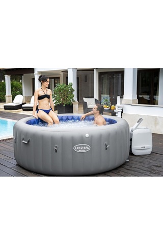 Lay-z-spa 6001t Santorini Smart Hydrojet Pro Enerji Tasarruflu Şişme Spa Havuzu, Mobil Uygulama Kontrollü, 5-7 Kişilik Gri