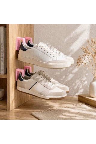 Duvar Tipi Ayakkabı Askısı 2 Li Set Sneaker Duvar Rafı Yer Kaplamayan Organizer Pembe