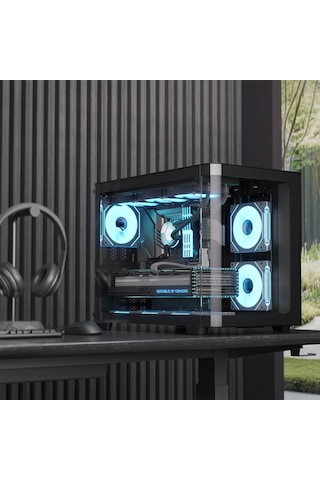 Aerocool Ae P300c Bk 3x12cm Mirror A-rgb Fanlı, Panoramik Tempered Panel, Matx