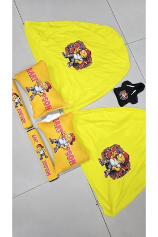 Sarı Simpson Süper Set Dörtlü Servis Kılıfı + İkili Yastık Ve Kemer Kılıfı +vites Poları 64132430