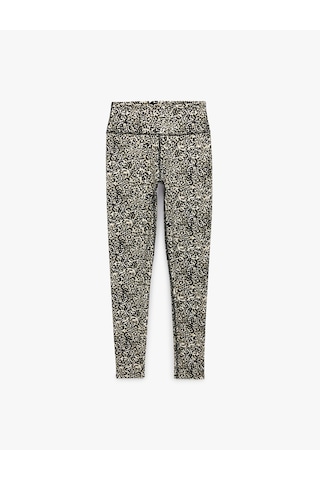 Koton Yüksek Bel Slim Fit Leopar Desenli Spor Tayt Bej Desenli 7wak40262nk Ekru Desenli