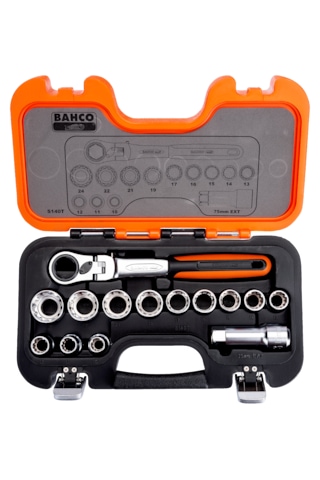 Bahco S140t Mafsallı Lokma Takımı Geçirmeli Tip 14 Parçalı Set