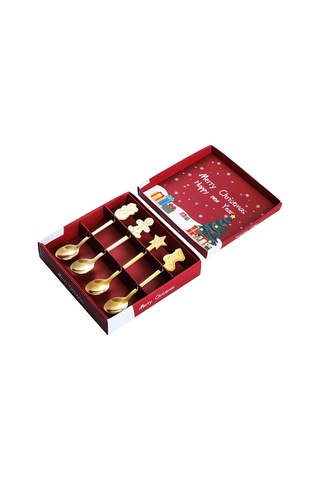 Kosona 304 Paslanmaz Çelik Noel Kadeh Kaşığı - Ayna Parlak, Ev/ofis/kafe Kullanıma Uygun, Hediye Paketi Diğer