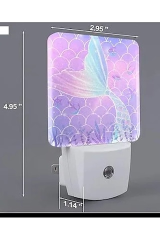 2 Adet Deniz Kızı Led Gece Lambası L79x Açık Mor
