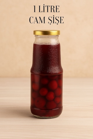 Rotanev 1 Litre Şeffaf Sürahi Süt, Ayran, Su, Limonata, Meşrubat Şişesi Metal Gold Kapaklı Cam Şişe 1000 ml