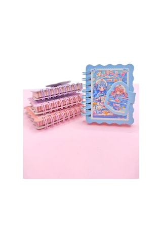 Candy Sevimli Kız Cırtlı Cep Boy Mini Not Defteri 7x8 Cm - Mavi