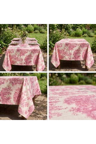Sophia Pink Keten Masa Örtüsü-7533 Çok Rekli