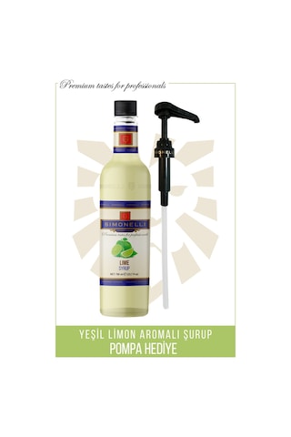 Simoenlli Kahve Şurubu Lime Aromalı Şurup 700 ML + Pompa Simonelli