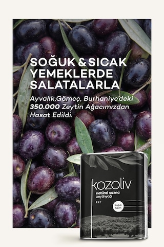 Kozoliv Soğuk Sıkım Naturel Sızma Zeytinyağı Teneke 2 x 2 L