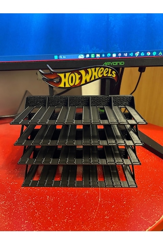 Hot Wheels Uyumlu 20 Araçlık Stand 1/64 Siyah Renkli Logolu
