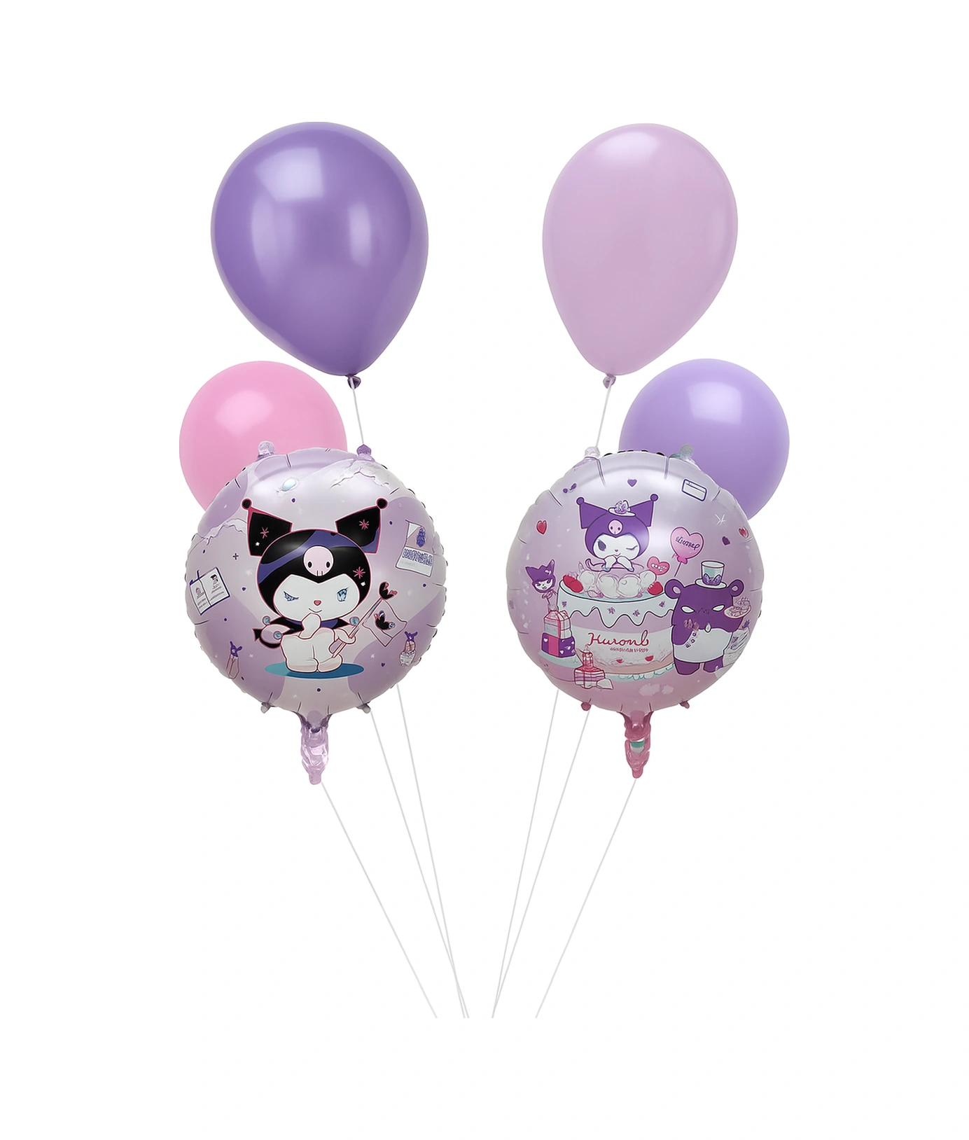 Folyo Balon Kuromi Temalı Mor Çift Yüzlü 45 Cm Perti Folyo Balon Çok Renkli