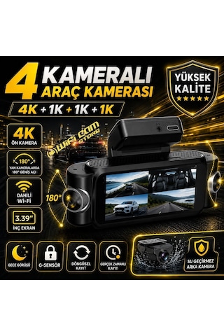 4 Kameralı 4k Yüksek Kalite Ekranlı Wifi Araç Kamerası