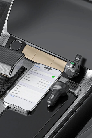 Ven-dens Vd-fm004 Bluetooth 5.0 Araç Fm Transmitter Cihazı, Çift Usb Hızlı Şarj, Tf Kart Desteği Ve, Siyah