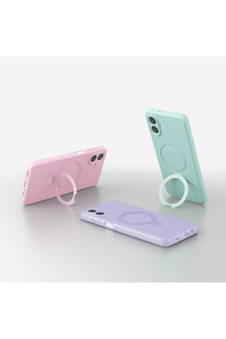 Subutu Galaxy A07 Kılıf M-safe Şarj Özellikli Standlı Sbt Samara Kapak - Pembe Pembe