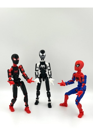 Spiderman, Miles Morales & Venom Üçlü Marvel Kahraman 3d Baskı Dummy Figür Seti