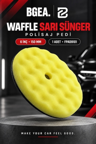 Bgea Waffle Sarı Polisaj Süngeri 6 İnç 150 Mm Cırtlı Pasta Cila Pedi