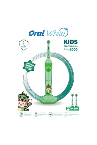 Professional Series 8000 Çocuklara Özel Şarjlı Diş Fırçası Yeşil Color Kids Yumuşak Başlık Diğer