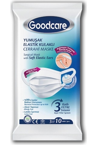 Goodcare Meltblownlu 3 Katlı Cerrahi Maske 24 x 10'lu Paket Beyaz
