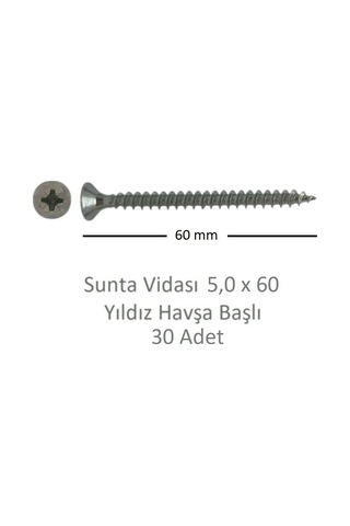 Sunta Vidası 5,0x60, 30 Adet Tam Diş Snt Yhb Vida