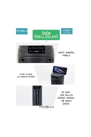 Bluetooth Karaoke Hoparlör, Rgb Işıklı, 29 Cm, Kablosuz Mikrofonlu, Fm Radyo, Usb/sd Kart/aux