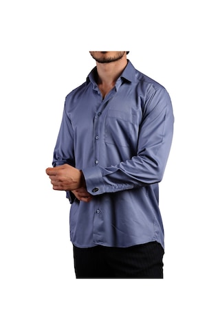Dicotto İndigo Büyük Beden Rahat Kesim Micro Kumaş Kol Düğmeli Regular Fit Erkek Gömlek - 190-5 001