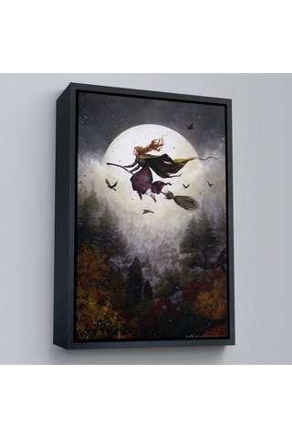 Çerçeveli Süpürge İle Uçan Cadı, Cadılar Bayramı Hediyesi, Hallowen Tablo -6398