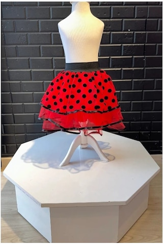 Kara Kedi Kostüm Evi- Uğur Böceği Eteği Kırmızı