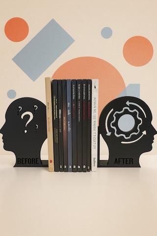 Before After Kitap Tutucu Siyah Silüet Dekoratif Kitaplık Desteği
