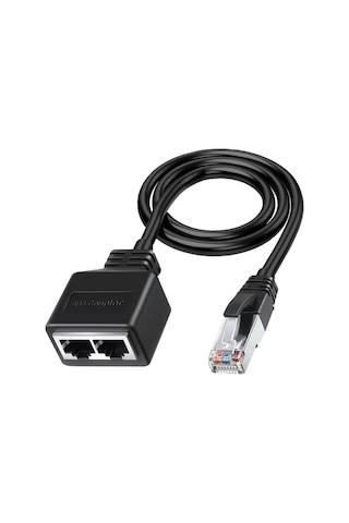 Maiyame Siyah Rj45 Ağ Çoğaltıcı 2 Cihazı Eş Zamanlı Bağlanabilir 100mbps Hız 100m Mesafe Ofis İçin Modüler Ethernet Çevirici