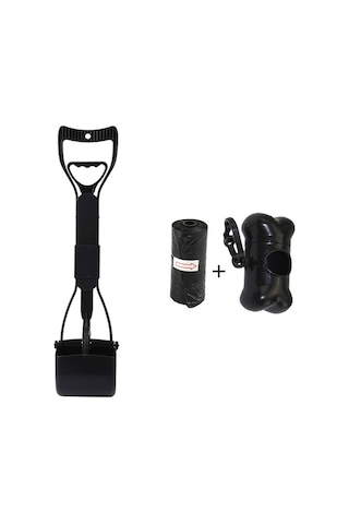 Didadodo Katkısız Plastik Katlanır Köpek Dışkı Küreği - Çanta Ve Depolama Kutusu Hediyeli Siyah Kumaş Siyah