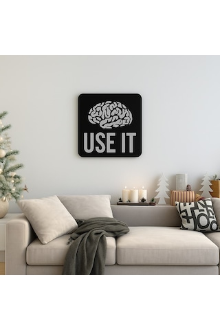 Use It Yazılı Beyin Figürlü Lazer Kesim Dekor İç Dekorasyon