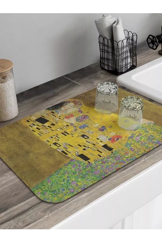 Joyarty Dikdörtgen Gustav Klimt Öpücük Bulaşık Kurutma Paspası 241485798 Açık Kahverengi