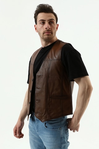 Hakiki Deri Yelek Kahverengi