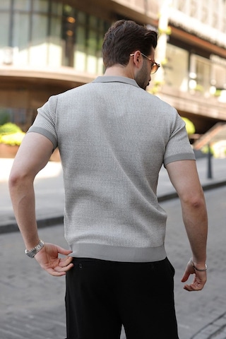 Madmext Gri Polo Yaka Regular Fit Erkek Triko Tişört E7496