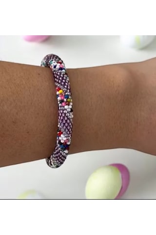 İkonik Stil Boncuk Bileklik Mor