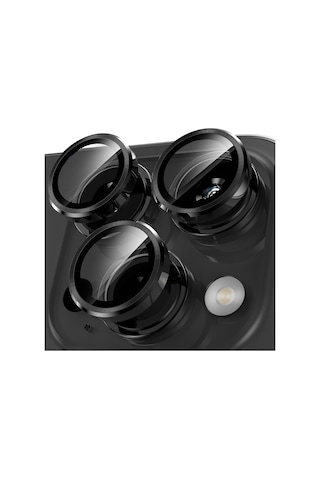 Apple Uyumlu iPhone 14 Pro Max Raze Metal Kamera Lens Koruyucu Siyah