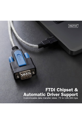 Dıgıtus Usb - Rs232 Db9 Çevirici Kablo 1.8m Ftdı Chip Windows / Mac / Linux Uyumlu