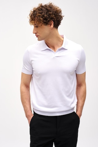 Beyaz Slim Fit Dar Kalıp Polo Yaka Düz Kısa Kollu Triko Tişört-16331 Beyaz