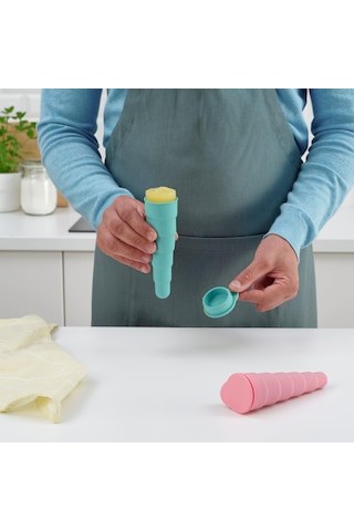 4 Adet Dondurma Kalıbı,meridyendukkan Pembe-turkuaz Renk 16 Cm, 4 Adet Silikon Kauçuk