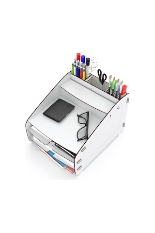 Design Otto Fx Medium Modest 6 Renk Evrak Rafı Masaüstü Organizer Beyaz