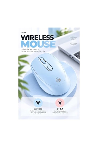 Sprange Sr-m4 Kablosuz & Bluetooth 5.4 Şarjlı Mouse Mavi Standart