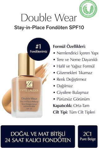 Estee Lauder Double Wear Spf10 2C1 Pure Beige Fondöten 30 ML