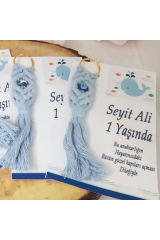 Nazarlıklı Makrome Anahtarlik Hediyelik Bebek Şekeri 30 Adet