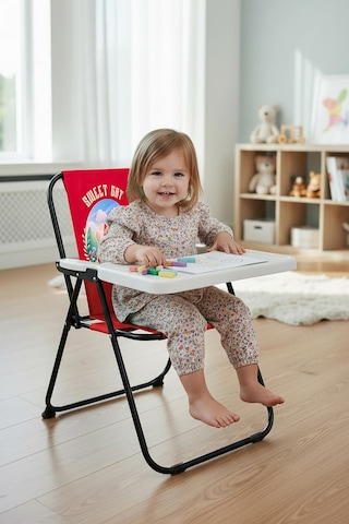 Exent Kids 2 6 Yaş, Sweet Cat Katlanır Portatif Çalışma Masası Ve Sandalye, Tak-çıkar Masa-kırmızı Siyah